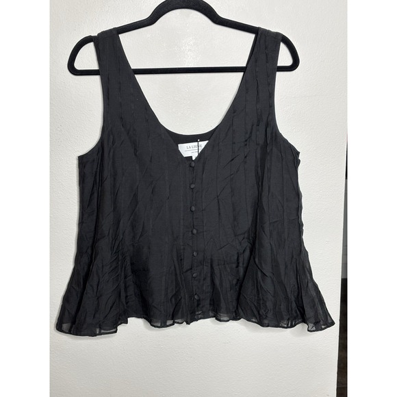 La Ligne Penelope Black Pleated Sleeveless Flowy Blouse - Picture 2 of 5